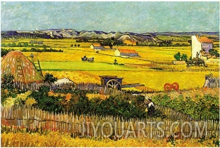 Harvest At La Crau with Montmajour In The Background