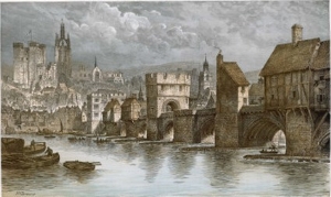 The Bridge over the Tyne at Newcastle, with Buildings on It, Destroyed by Flood in 1771