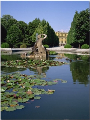 Lily Pond and Naiad Fountain in the Garden of the Schonbrunn Palace, Vienna, Austria