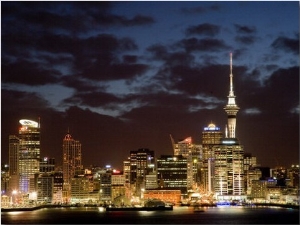 Auckland Cbd, Skytower and Waitemata Harbor, North Island, New Zealand