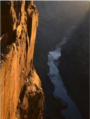 Sandstone Cliff and Colorado River at Sunrise, Toroweap, Grand Canyon National Park, Arizona, USA