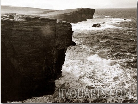 Yesneby Point   Rough Sea Cliffs Waves Crashing Into the Base of the Cliff Water Ocean