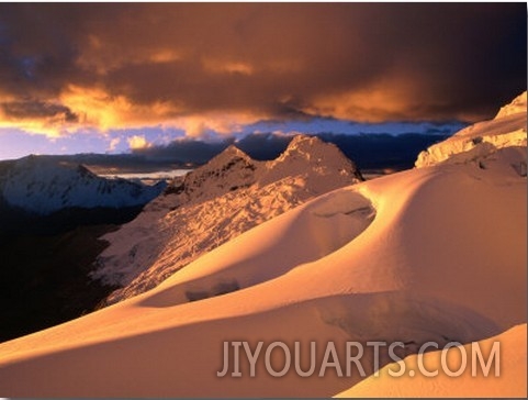 Sunset on the Glacier Above Ishinca Valley, Cordillera Blanca, Ancash, Peru