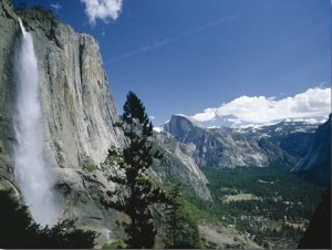 Upper Yosemite Falls Cascades Down the Sheer Granite Walls of Yosemite Valley