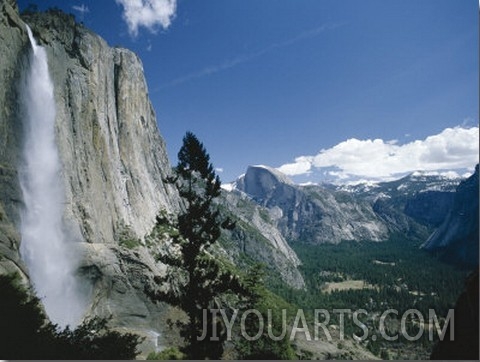 Upper Yosemite Falls Cascades Down the Sheer Granite Walls of Yosemite Valley