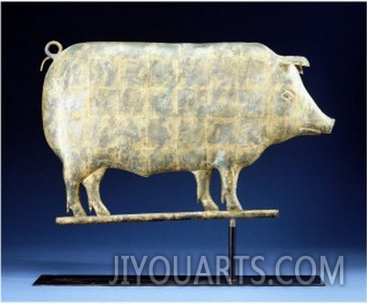 A Molded and Copper Gilded Copper Pig Weathervane, American, 19th Century