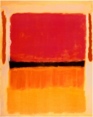 Untitled (Violet, Black, Orange, Yellow on White and Red), 1949