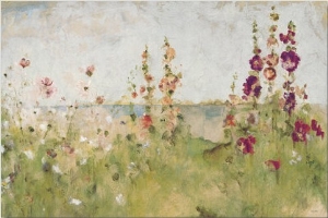 Hollyhocks by the Sea