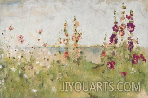 Hollyhocks by the Sea