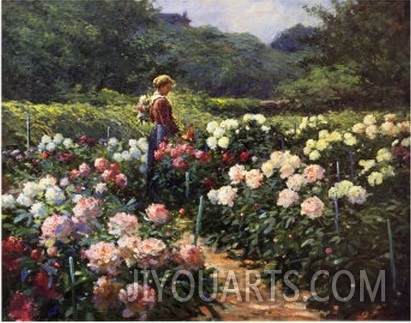 Woman in a Garden of Peonies