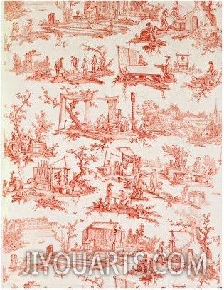 Toile De Jouy, Illustrating the Processes of Manufacturing Cotton, Designed by Christophe Huet