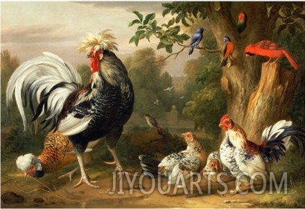 Poultry and Other Birds in the Garden of a Mansion