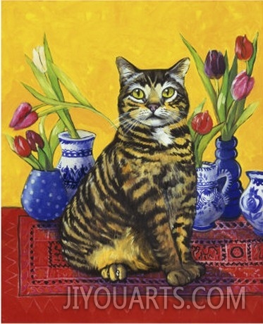 Cat and Tulips II (Chat Tulipes II)
