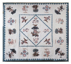 A Fine Broderie Perse Bird and Floral Design Quilt, 1800 1815