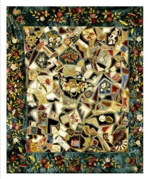 Pieced and Embroidered Silk and Velvet Crazy Quilt, American, Late 19th Century