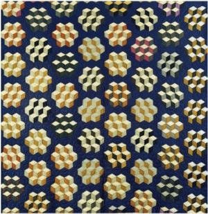 Tumbling Blocks Coverlet, American, 19th Century