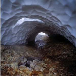 An Ice Cave, Rocky Ground Beneath