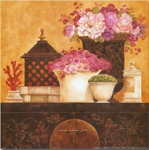 Still Life, Flowers on Antique Chest I