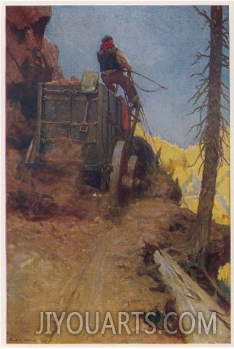 A Wagon Carries Ore at a Mining Site in the American West