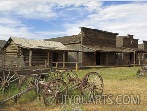 Old Western Wagons from the Pioneering Days of the Wild West at Cody, Montana, USA