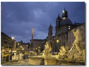 Fountain in the Piazza Navona Outside the Santa Maria Dell