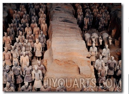 Life Size Terracotta Soldiers in Battle Formation, Xi