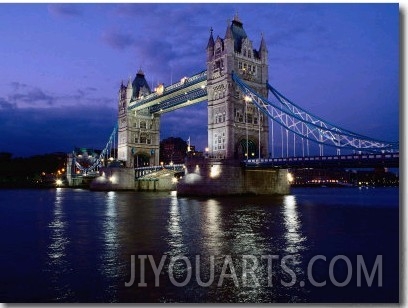 Tower Bridge and River Thames at Night, London, England