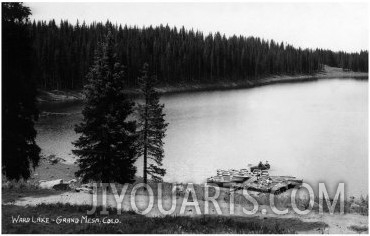 Grand Mesa, Colorado, View of Ward Lake, Canoe Leaving Dock