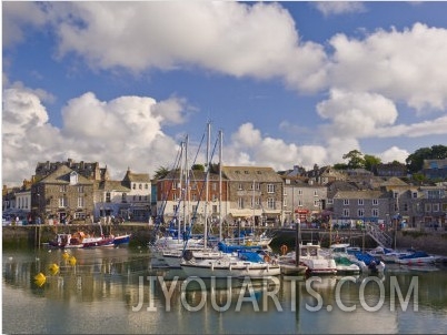 Small Boats and Yachts at High Tide in Padstow Harbour, Padstow, North Cornwall, England