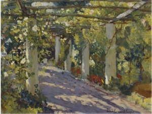 Sun Dappled Garden with Trellis