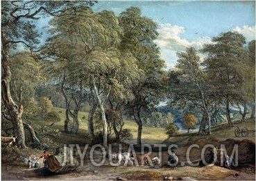 Windsor Forest with Oxen Drawing Timber, 1798