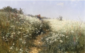 A Lady with a Parasol in a Meadow with Cow Parsley, 1881