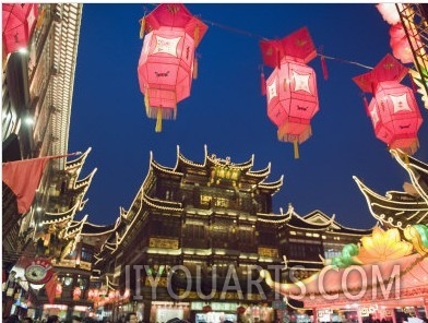 Chinese New Year Decorations at Yuyuan Garden, Shanghai, China, Asia