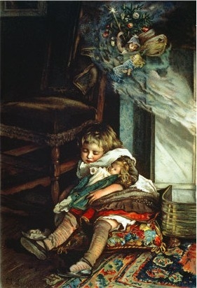Children Dreaming of Toys, Frontispiece of  A Christmas Tree Fairy , Pub. 1886