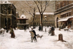 A Winter Street Scene, Paris