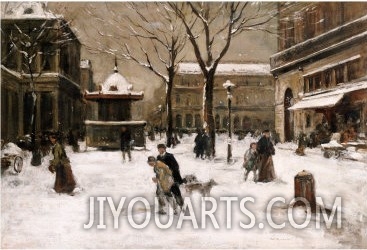 A Winter Street Scene, Paris
