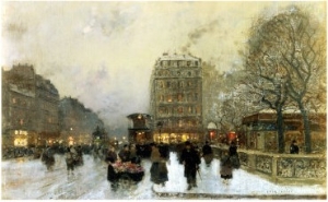 Parisian Street Scene in Winter