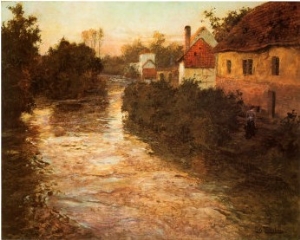 Village on the Bank of a Stream