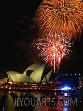 New Years Eve Fireworks Over Sydney Opera House, Sydney, Australia