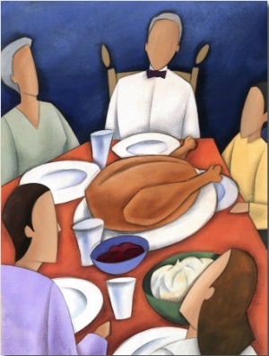 Family at Table for Thanksgiving Feast