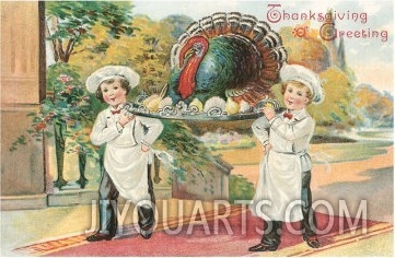 Young Chefs Carrying Turkey on Platter