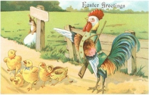 Easter Greetings, Rooster with Rifle