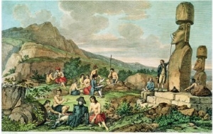 Islanders and Monuments of Easter Island, from the Atlas De Voyage De La Perouse, 1785 88
