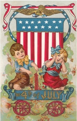Fourth of July, Children with Firecrackers