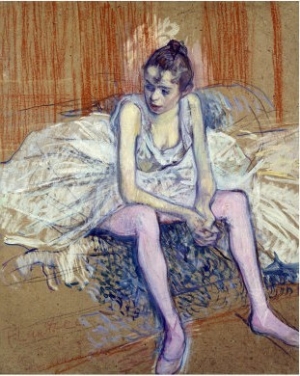 A Seated Dancer with Pink Stockings, 1890