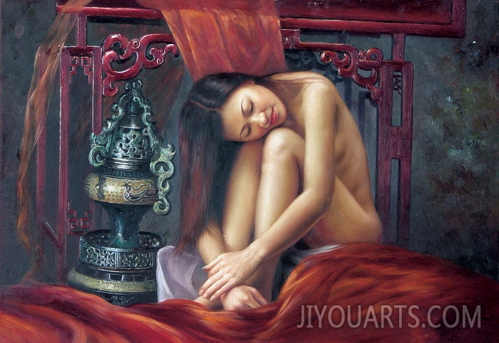 Nude Oil Painting 100% Handmade Museum Quality 0002,nude ancient Chinese woman