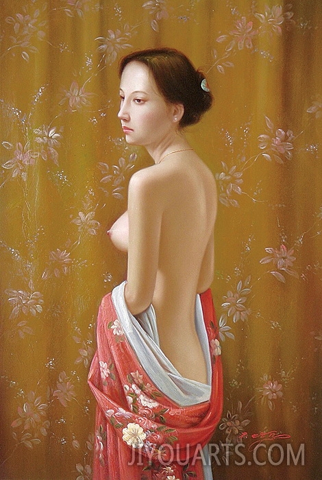 Nude Oil Painting 100% Handmade Museum Quality 0009,an ancient Chinese nude woman