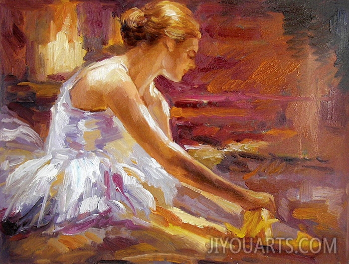 People Oil Painting 100% Handmade Museum Quality 0156,ballet dancer preparing for the show