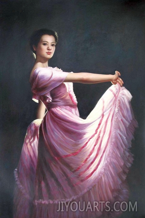 People Oil Painting 100% Handmade Museum Quality 0176,a modern Chinese woman dancing