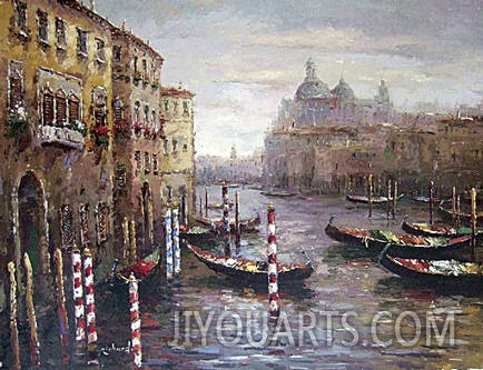 Landscape Oil Painting 100% Handmade Museum Quality0083,a harbor in Venice
